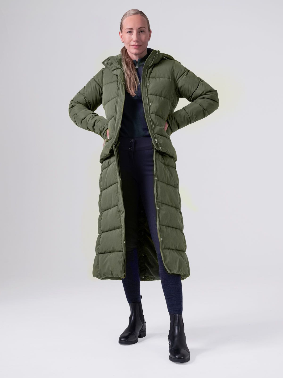 Diane Detachable Puffer Coat - Seaweed green