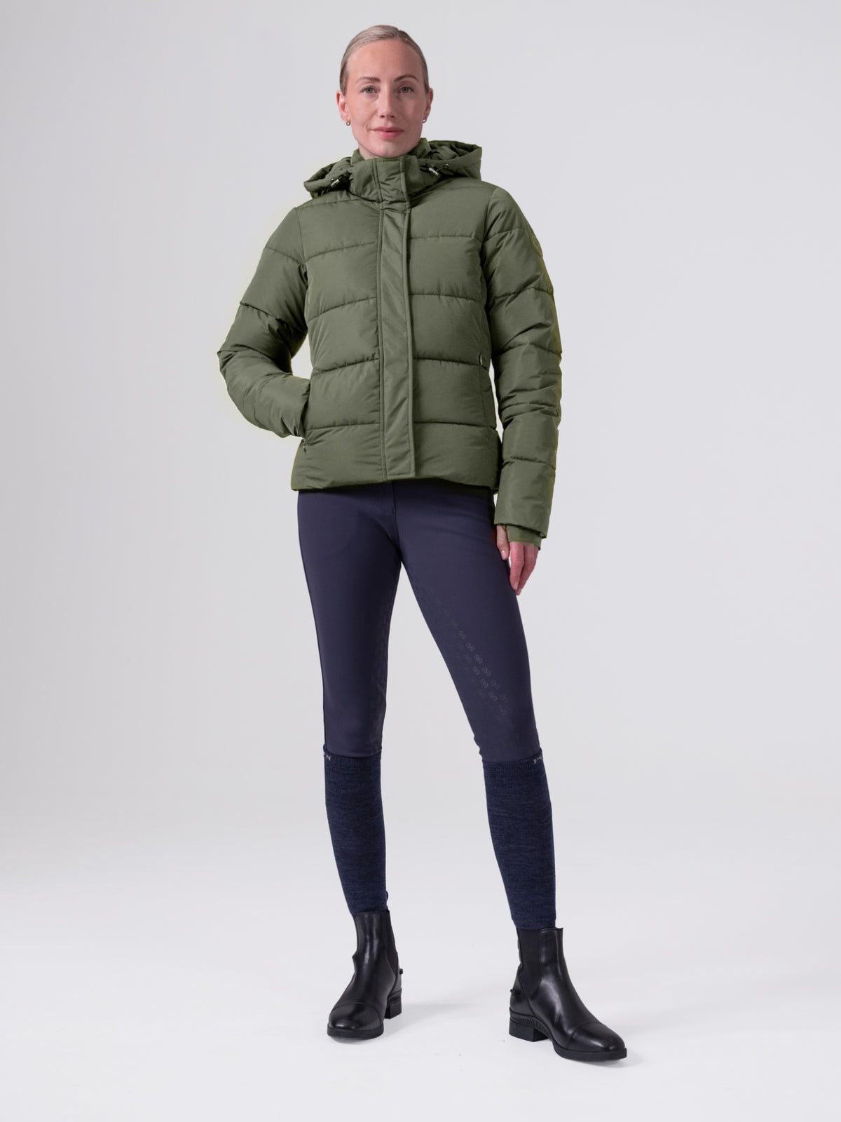 Diane Detachable Puffer Coat - Seaweed green