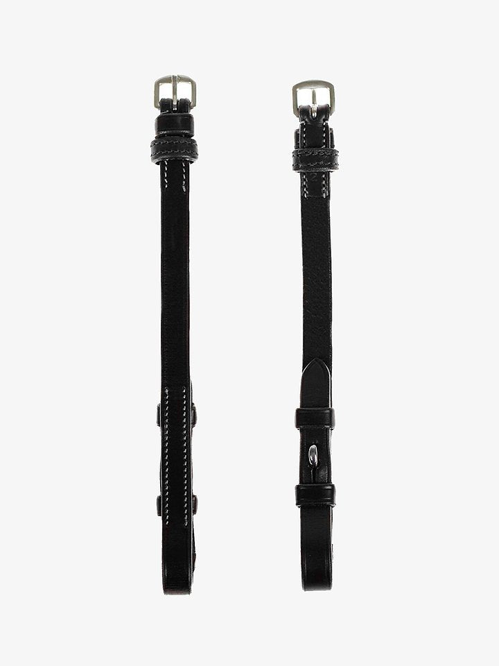 Cheekpiece Flat w/ French Hook + Selectable Cradles, White Stitching Black Leather