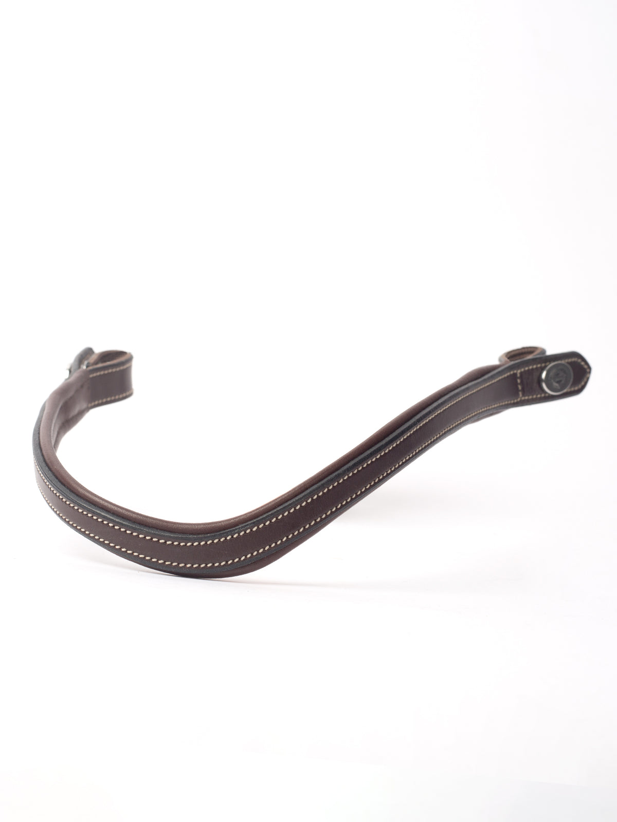 Browband Nirak Padded U-shape w/ Deco Stitches Brown Leather