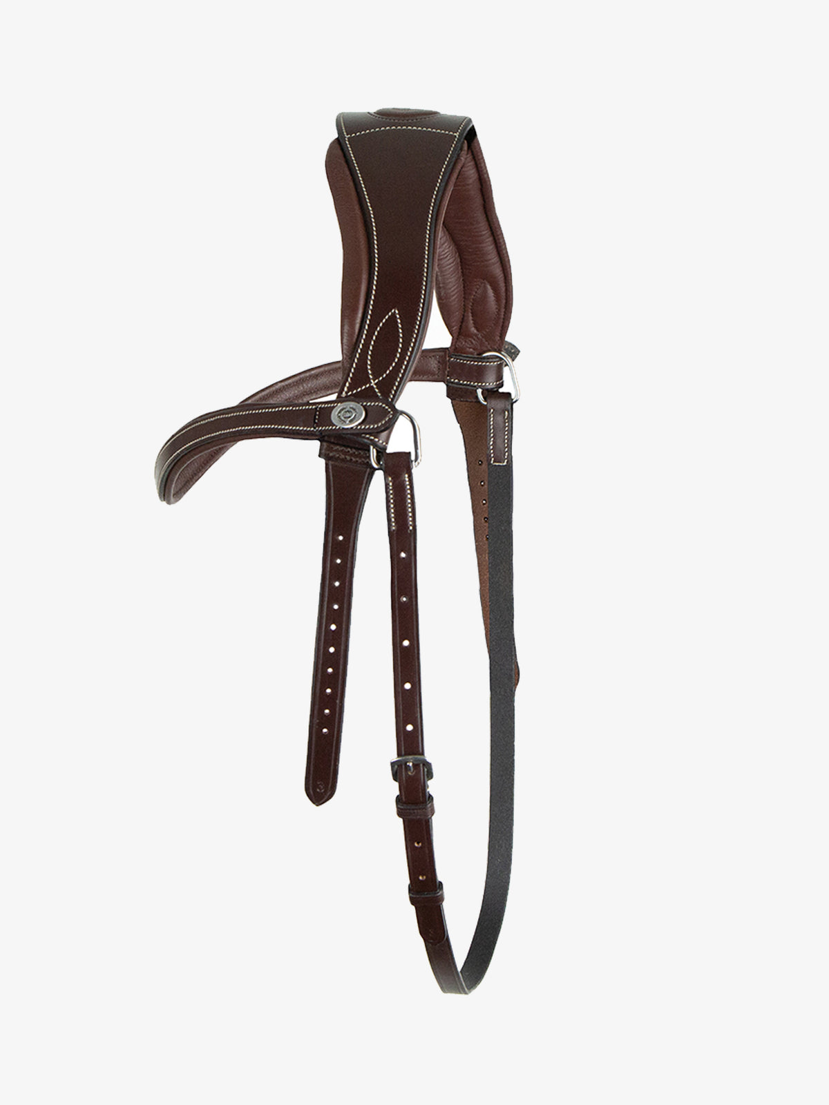 Throatlatch Flat w/ White Stitches Brown Leather