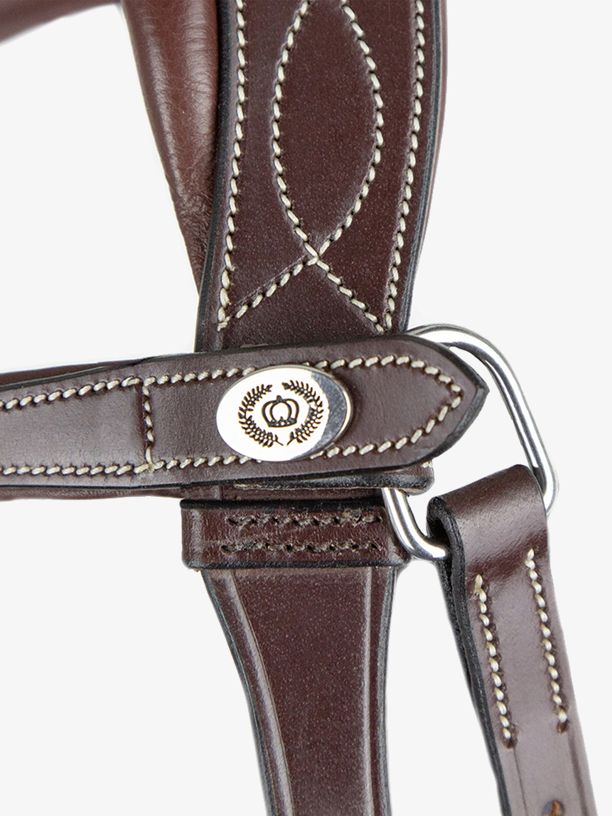 Throatlatch Flat w/ White Stitches Brown Leather