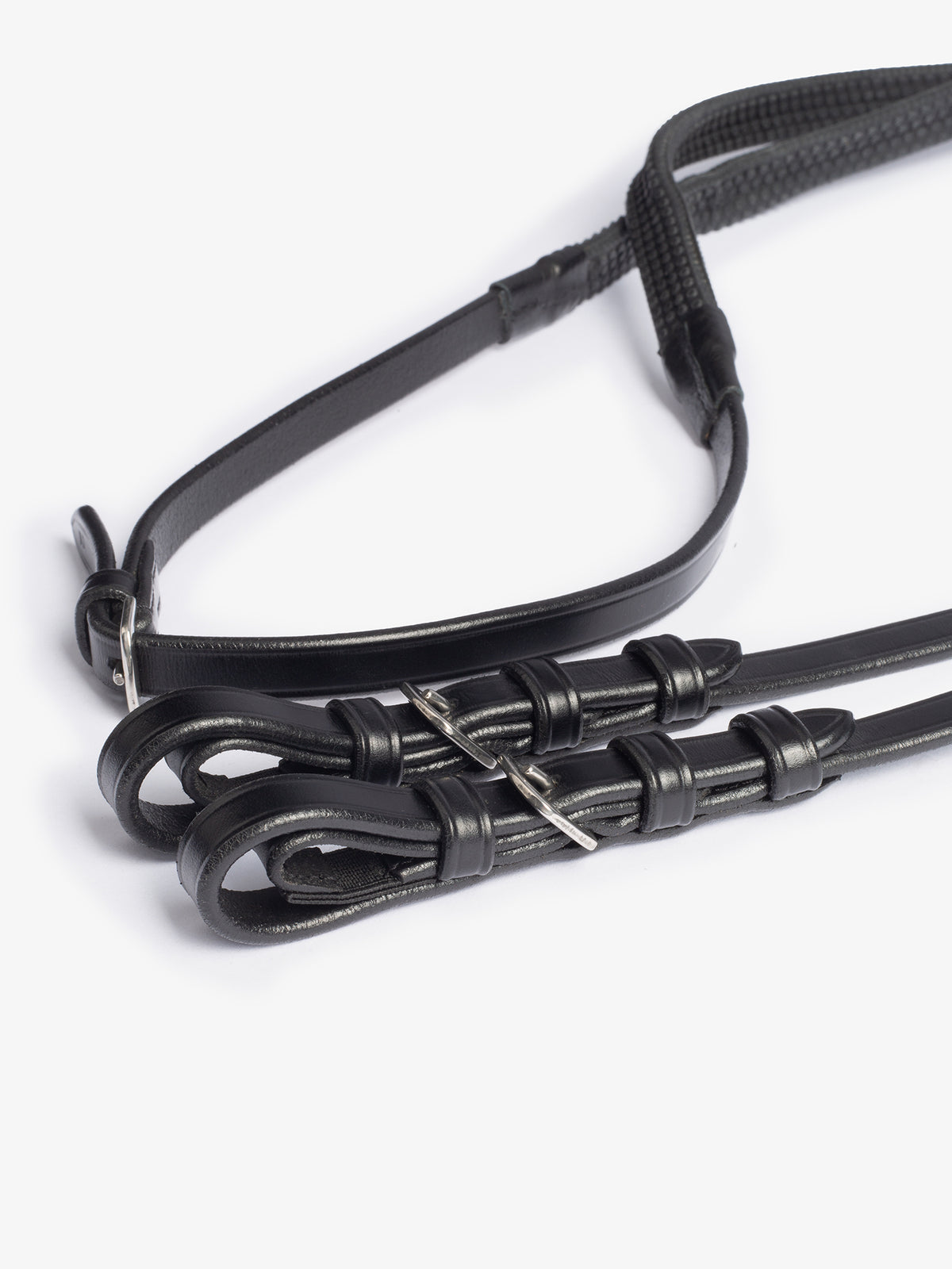 Reins Rubber Black Leather