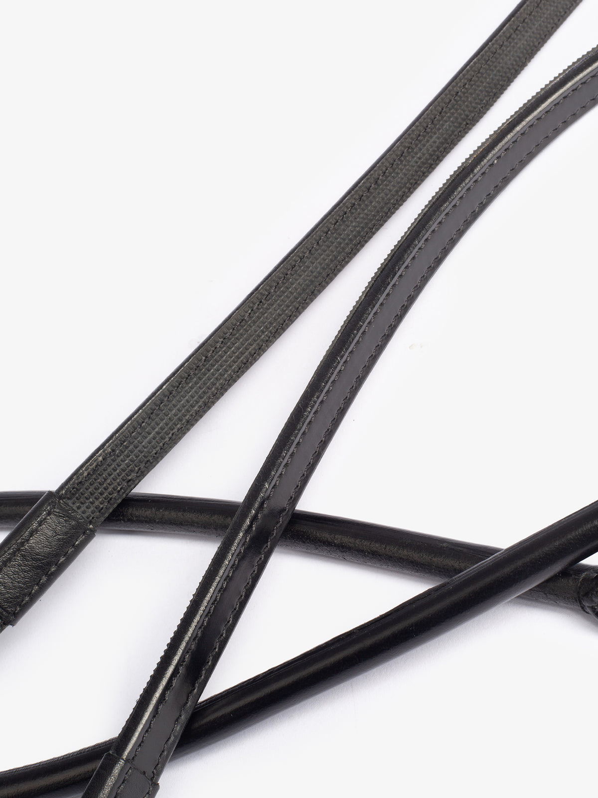 Reins Round Stitched 13mm Supergrip Black Leather