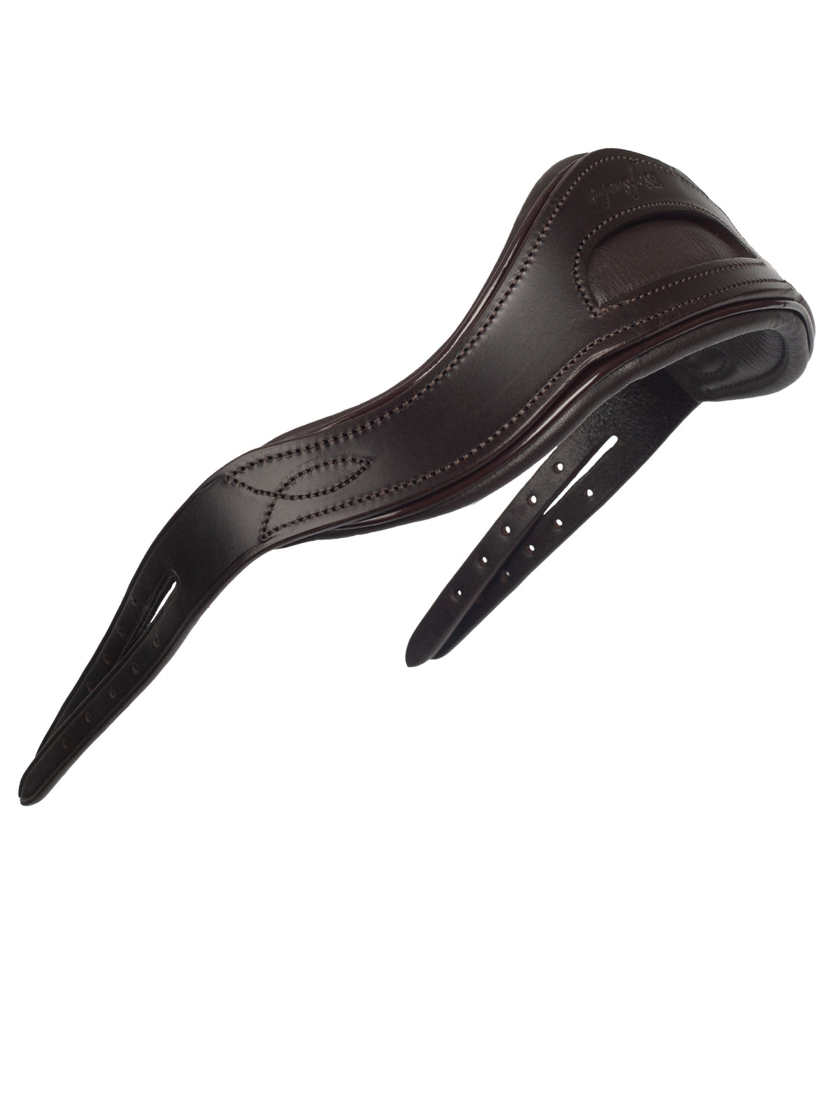 Headpiece Medium w/ Patent Piping - Brown Leather