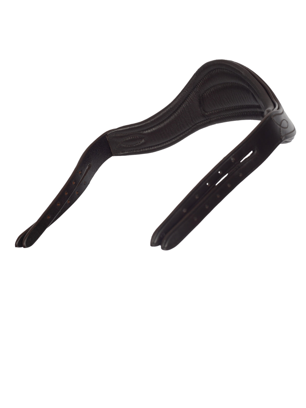Headpiece Medium w/ Patent Piping - Brown Leather