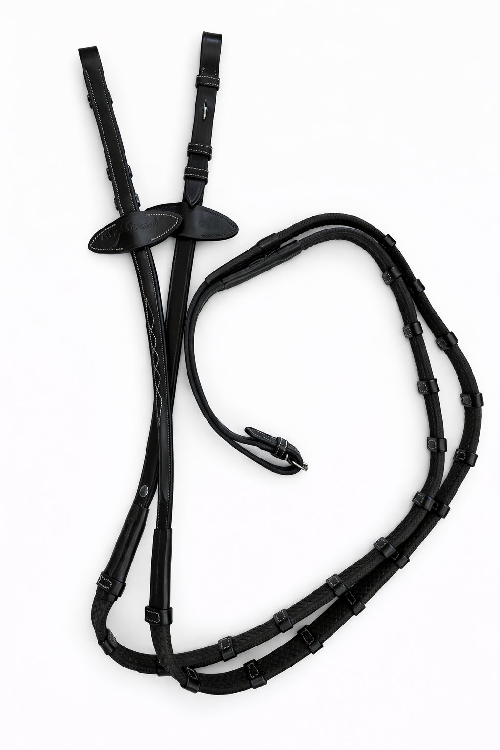 Reins Rubber Wide Black Leather