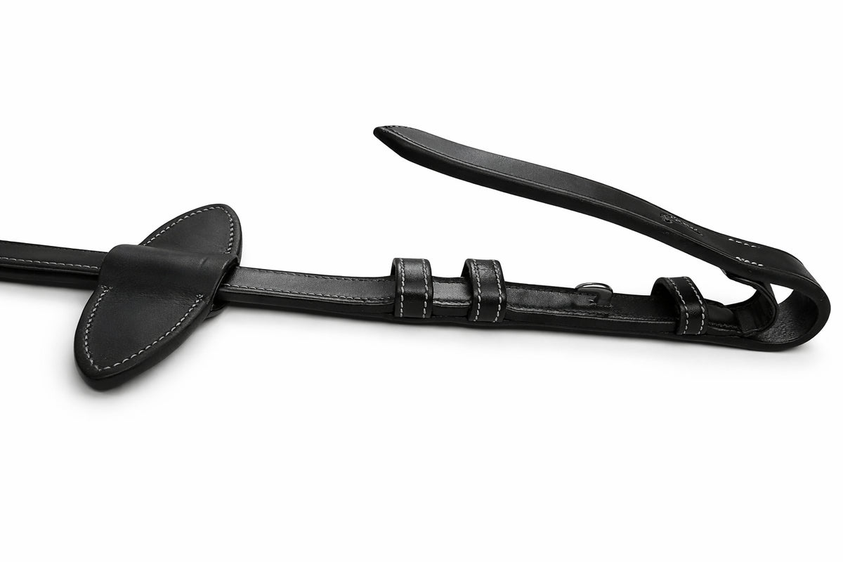 Reins Rubber Wide Black Leather