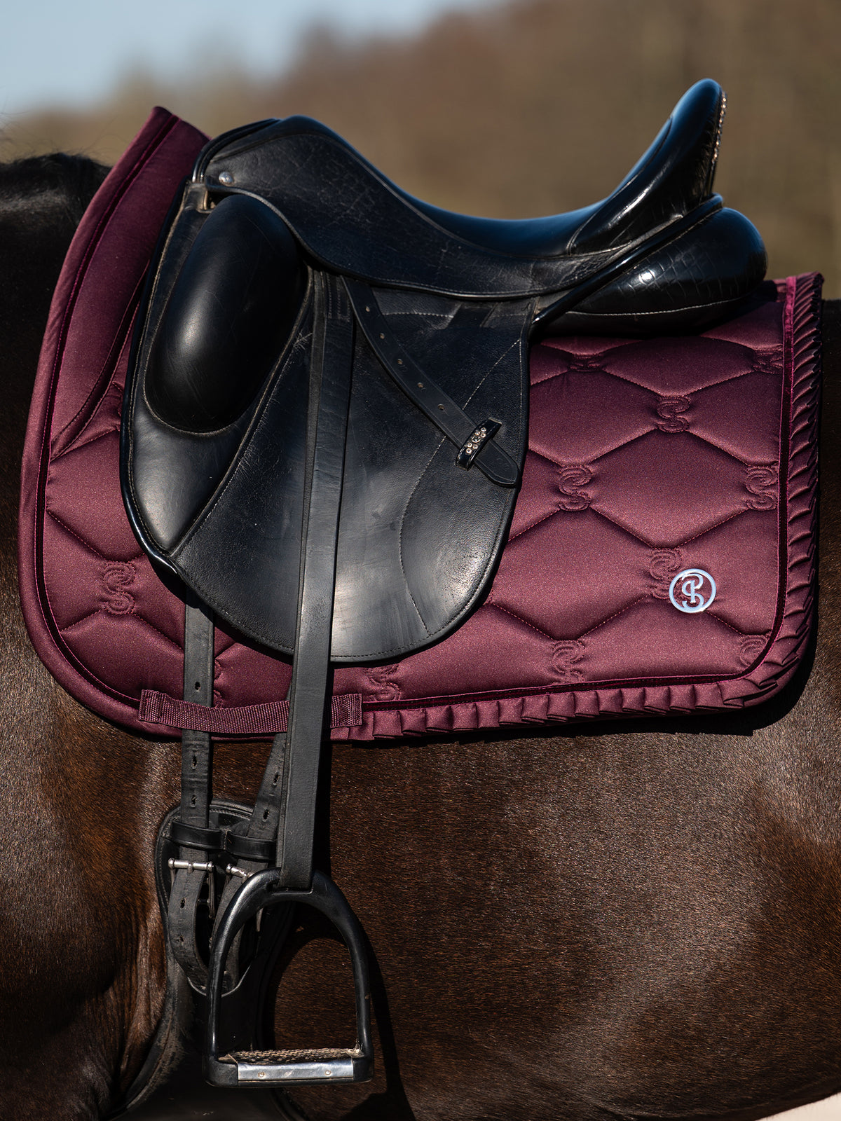Saddle Pad Dressage Ruffle Plum
