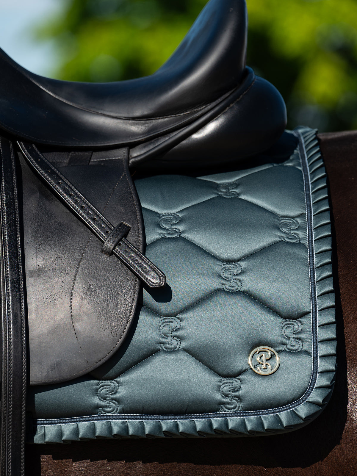 Saddle Pad Dressage Ruffle - Midnight green