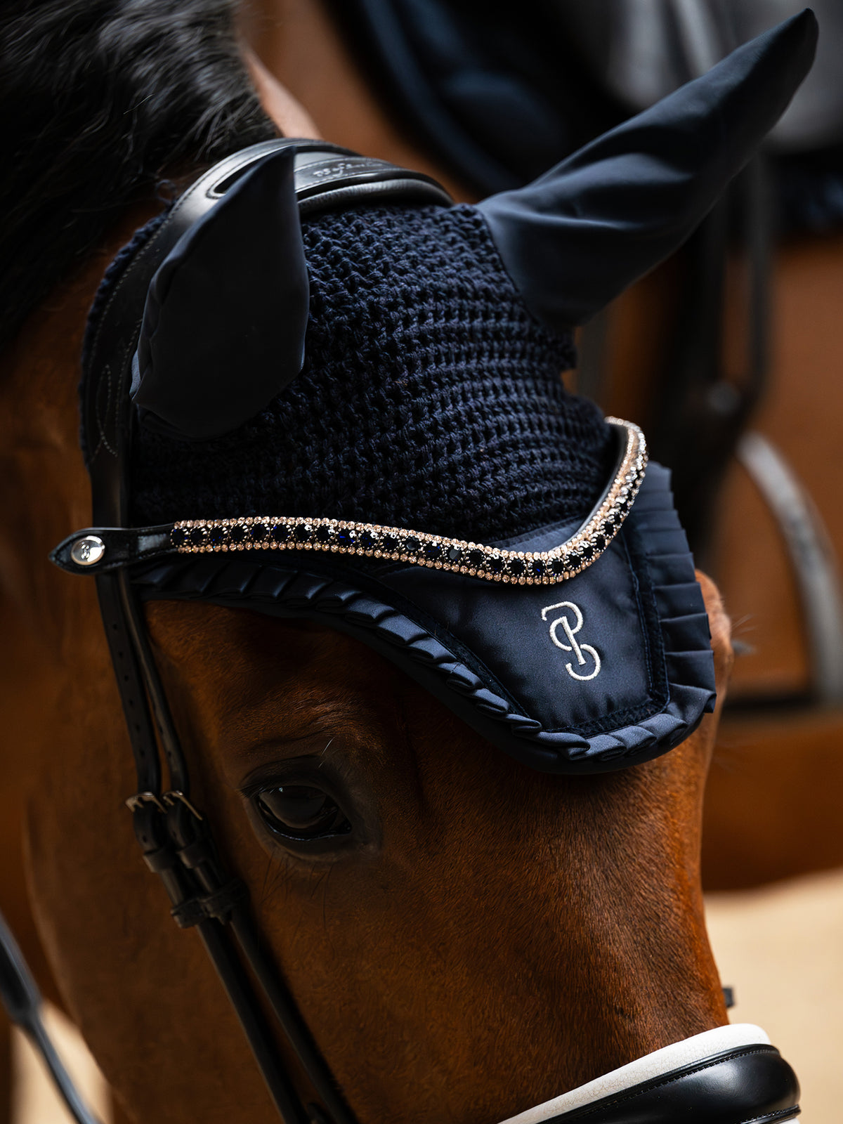 Ear Bonnet Ruffle Navy