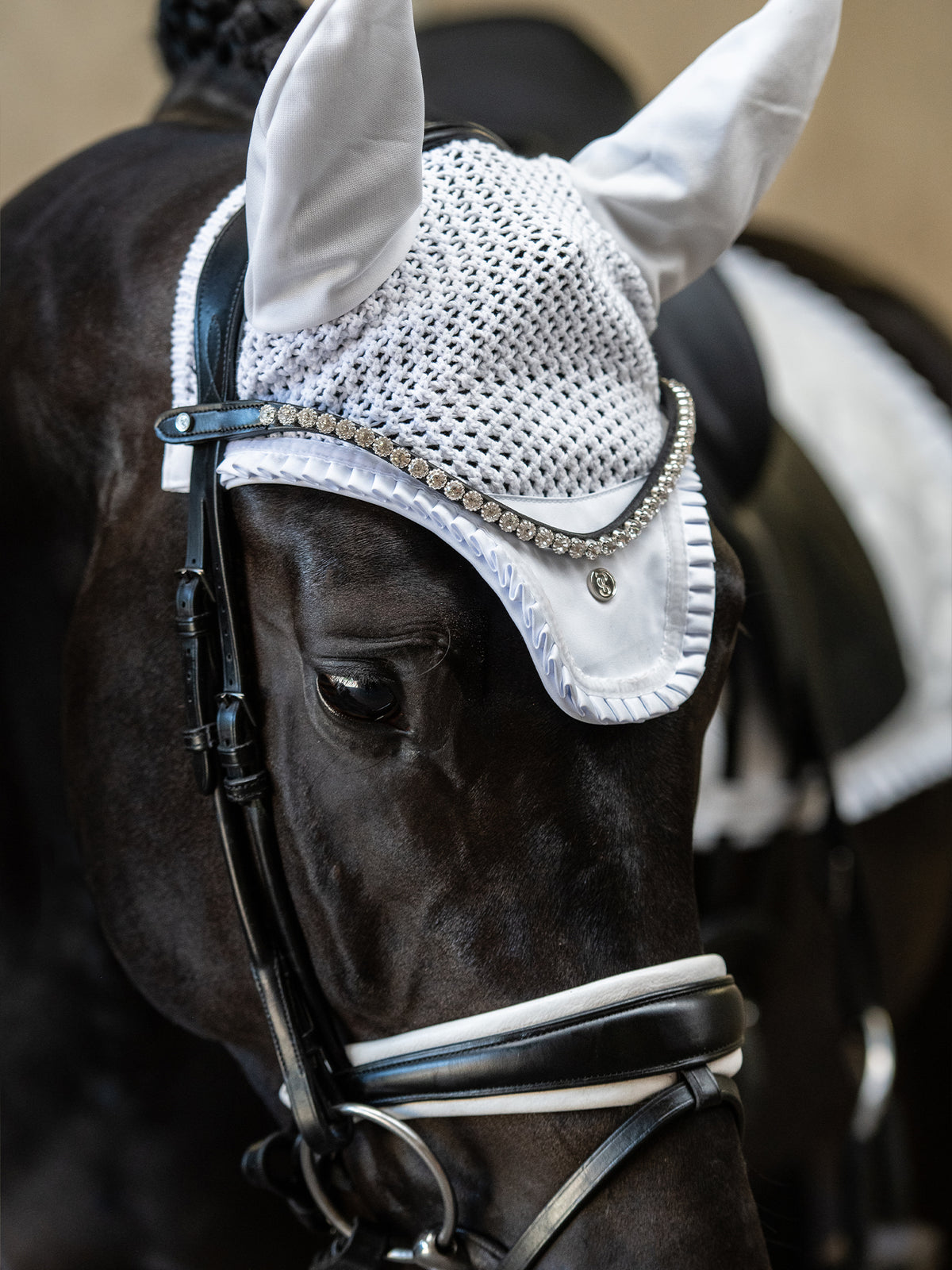 Ear Bonnet Ruffle White