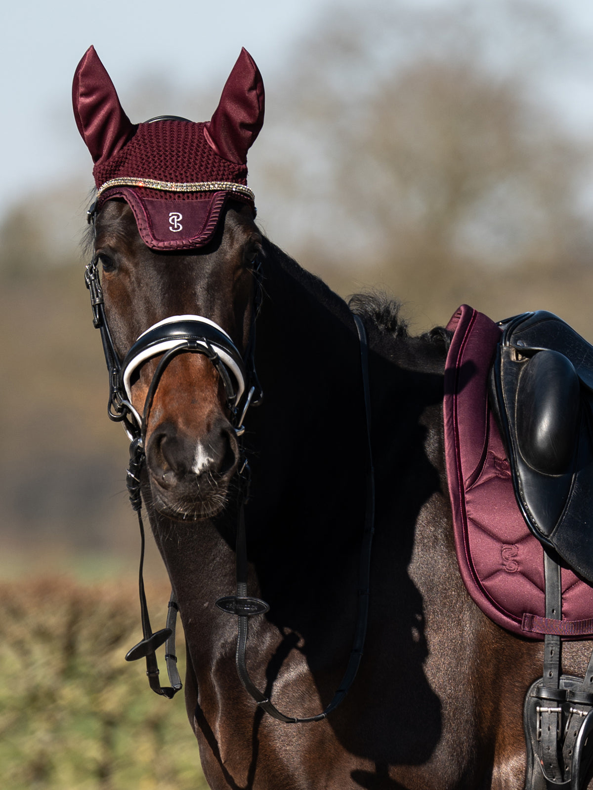 Ear Bonnet Ruffle Plum