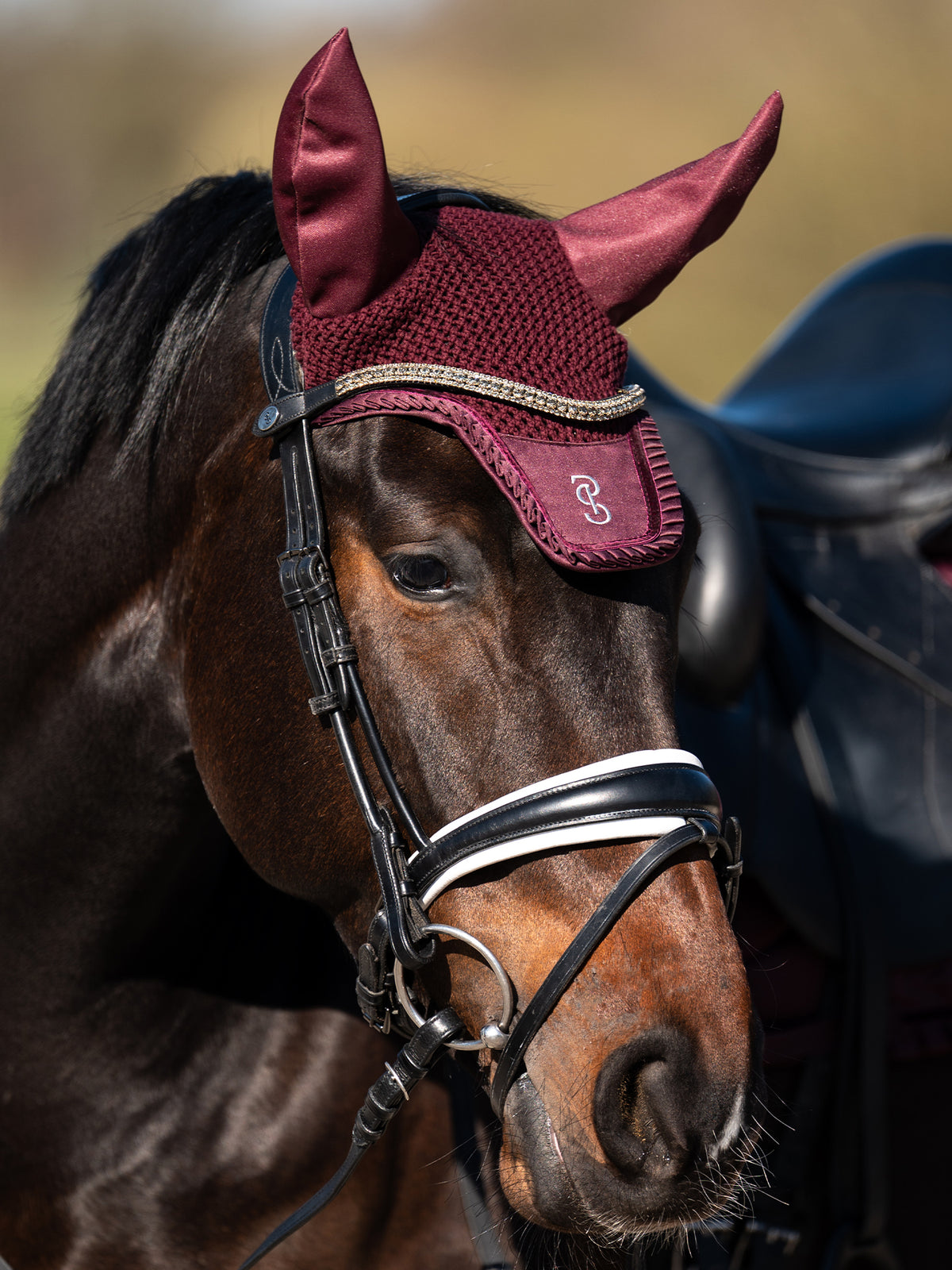 Ear Bonnet Ruffle Plum