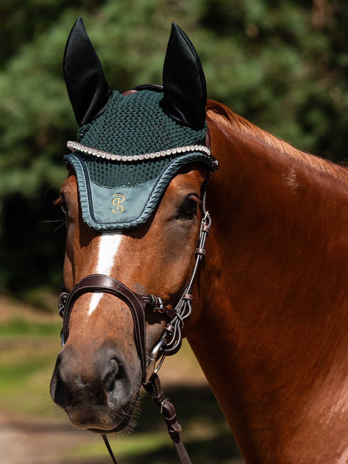 Ear Bonnet Ruffle Midnight green