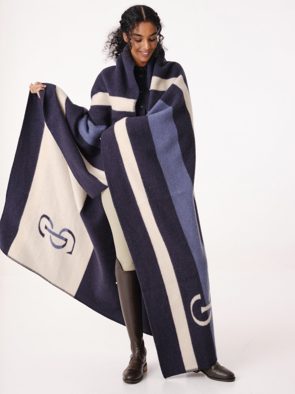 Striped Wool Blanket Navy