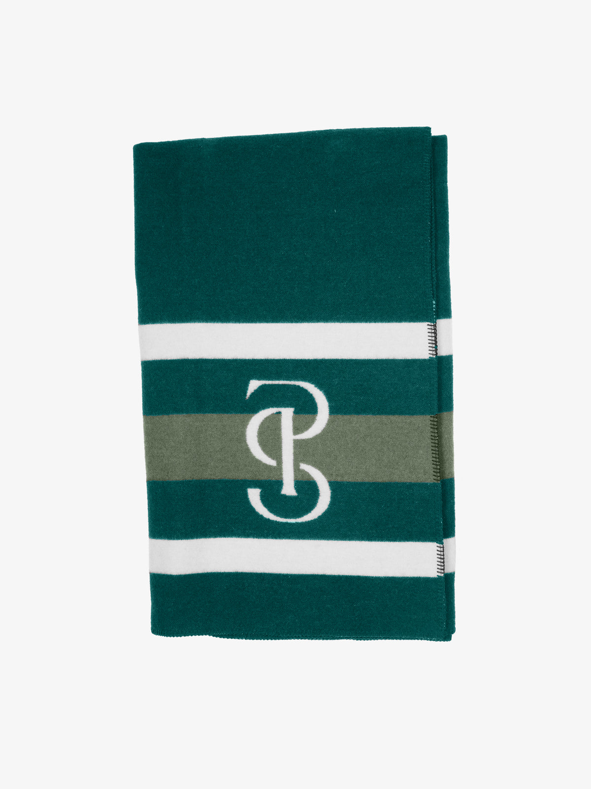 Striped Wool Blanket Midnight green