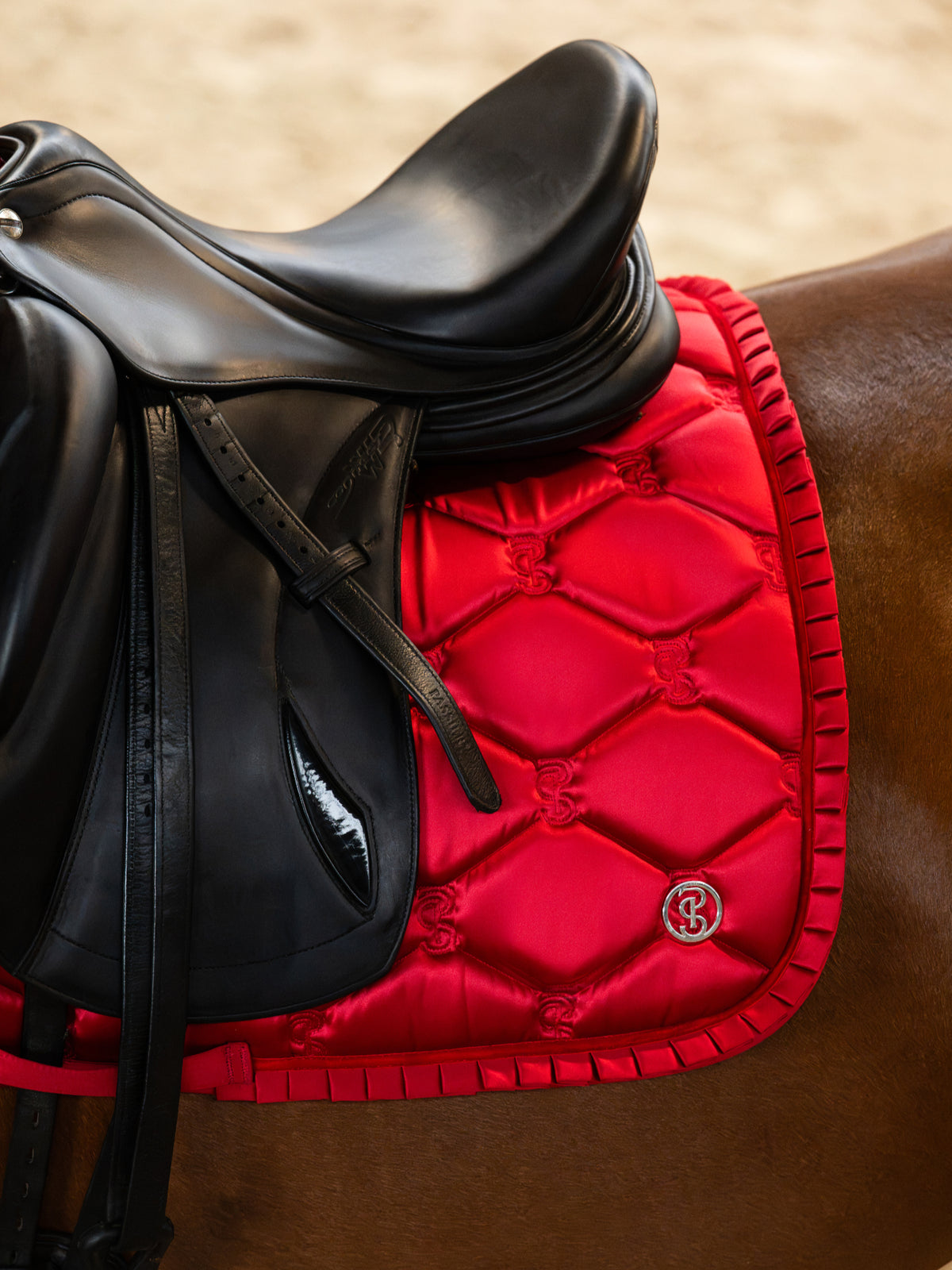 Saddle Pad Dressage Ruffle  - Cranberry Red