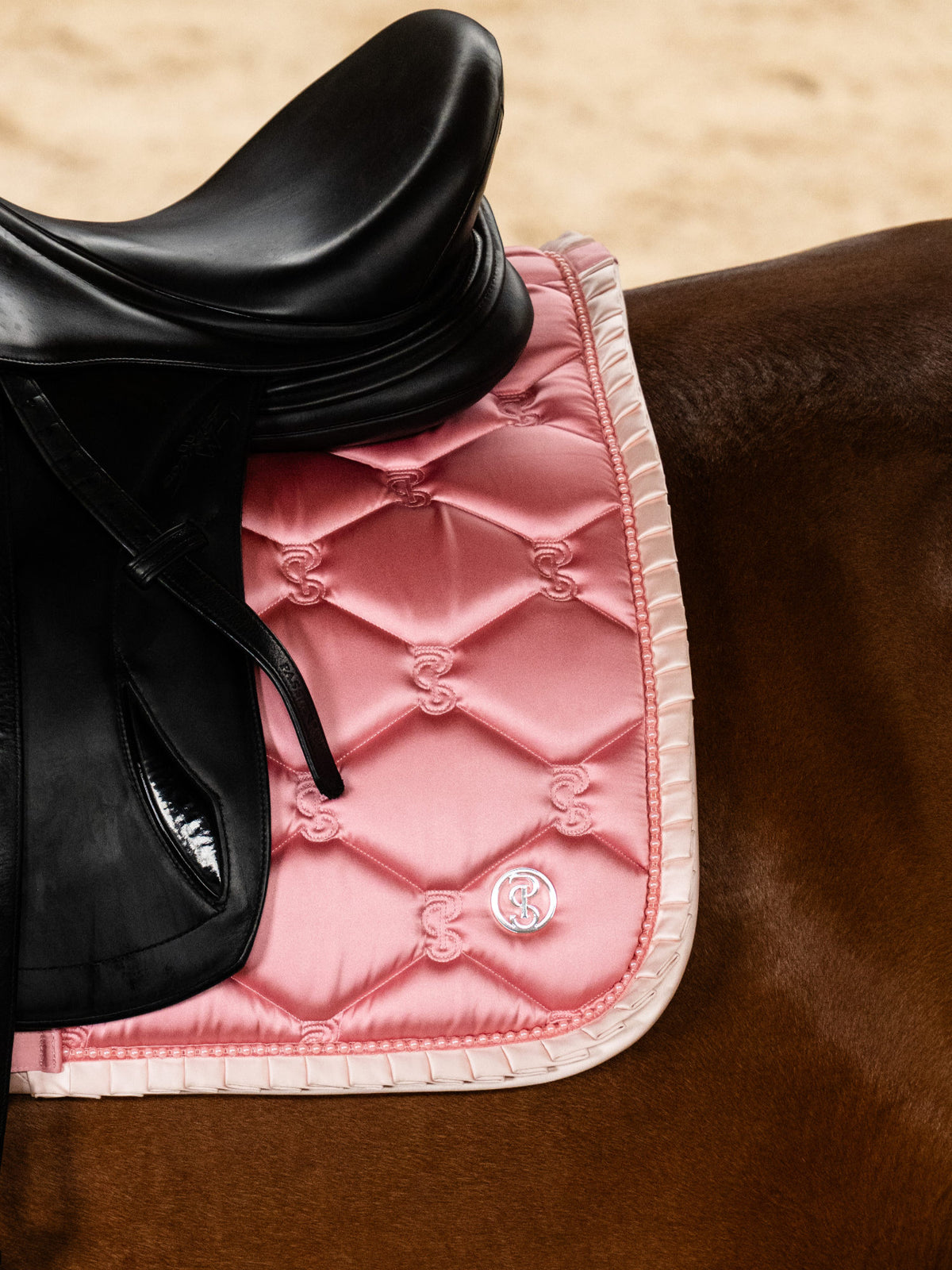 Saddle Pad Dressage Ruffle Pearl - Vintage Pink