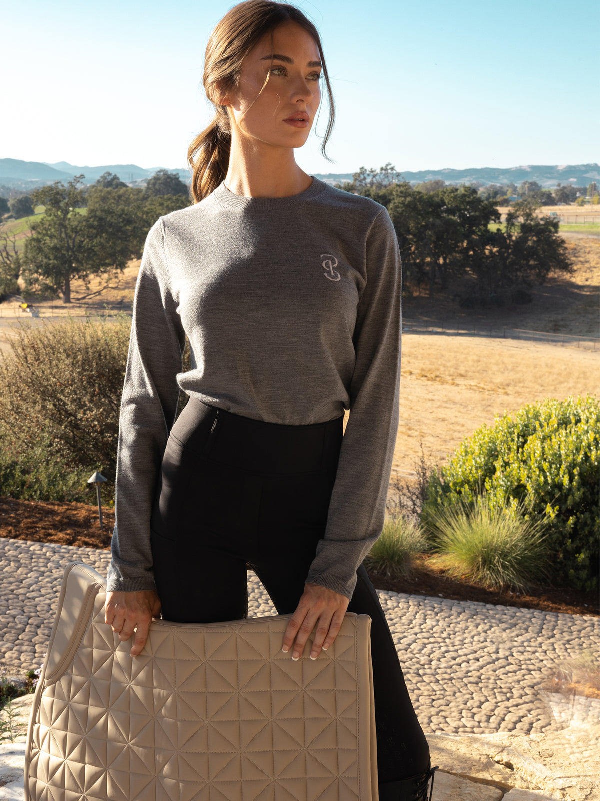 PS Logo Knit Sweater - Mid Grey Melange