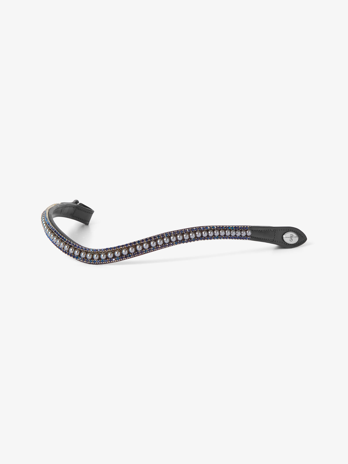 Browband Classic Pearl Shadow Blue - Black Leather