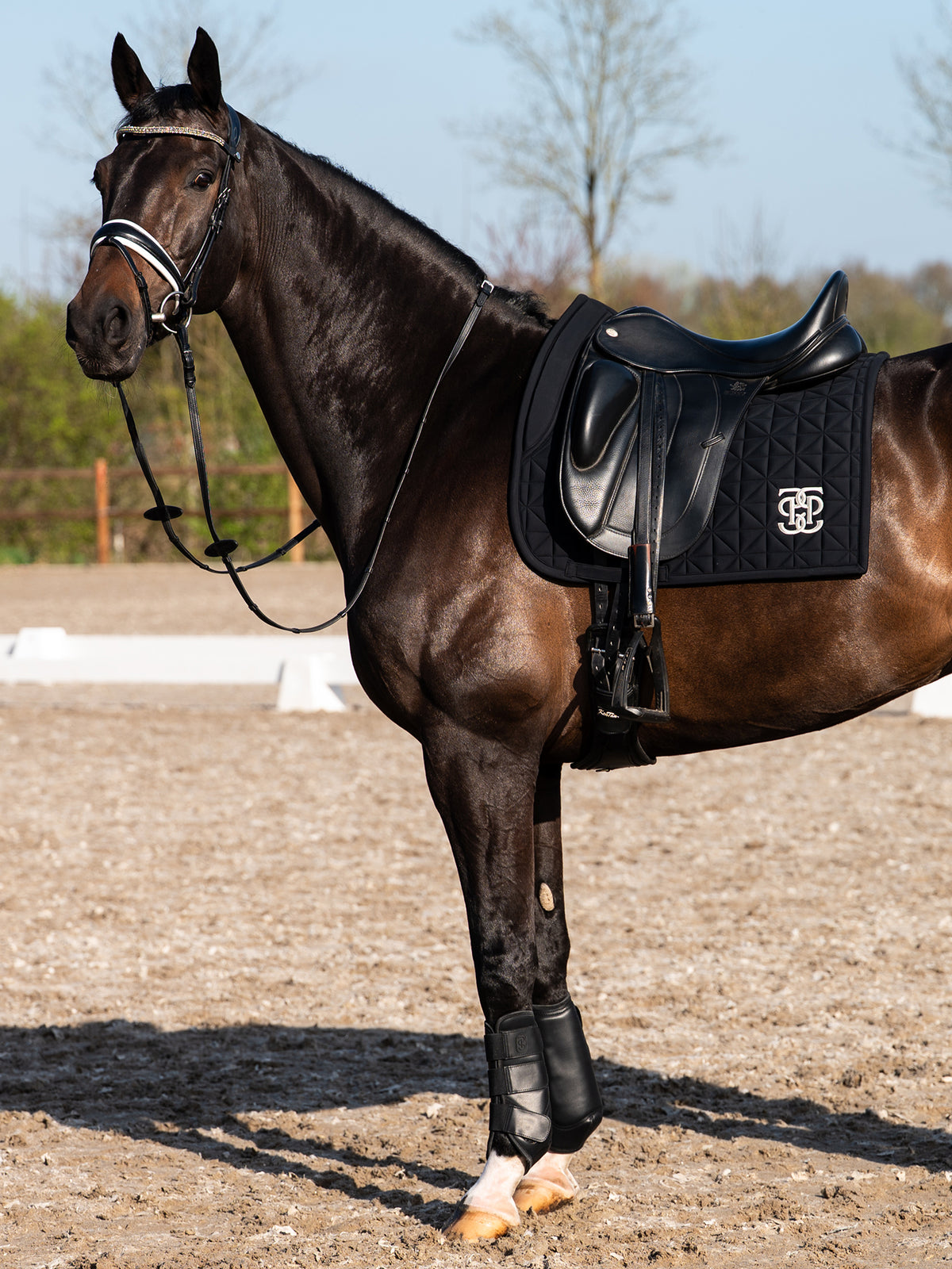 Diamond Quilt Dressage Saddle Pad Black