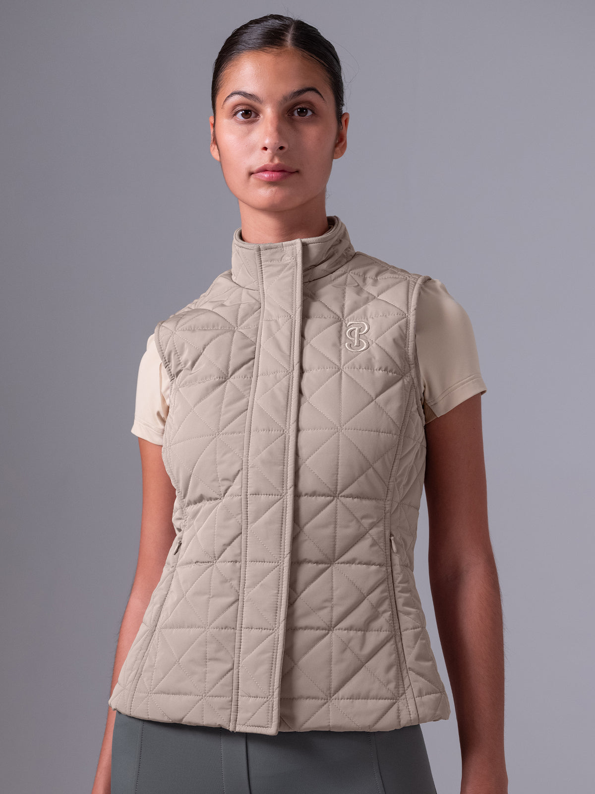 Goldie Quilted Vest - Greige