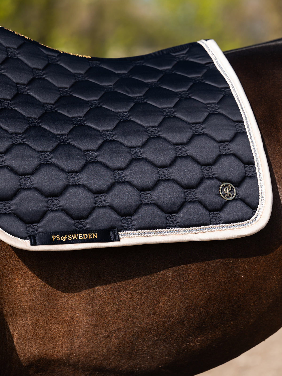 Vintage Monogram Dressage Saddle Pad Navy