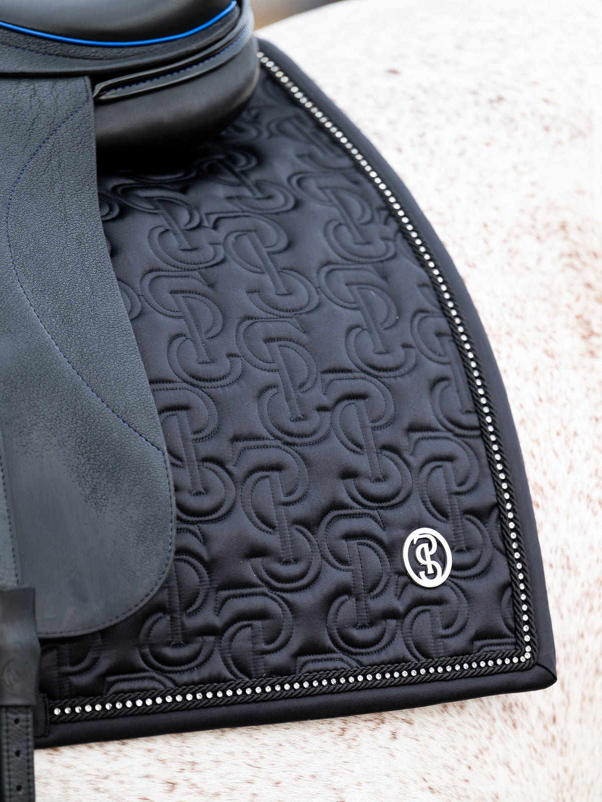 Crystal Satin Dressage Saddle Pad Black