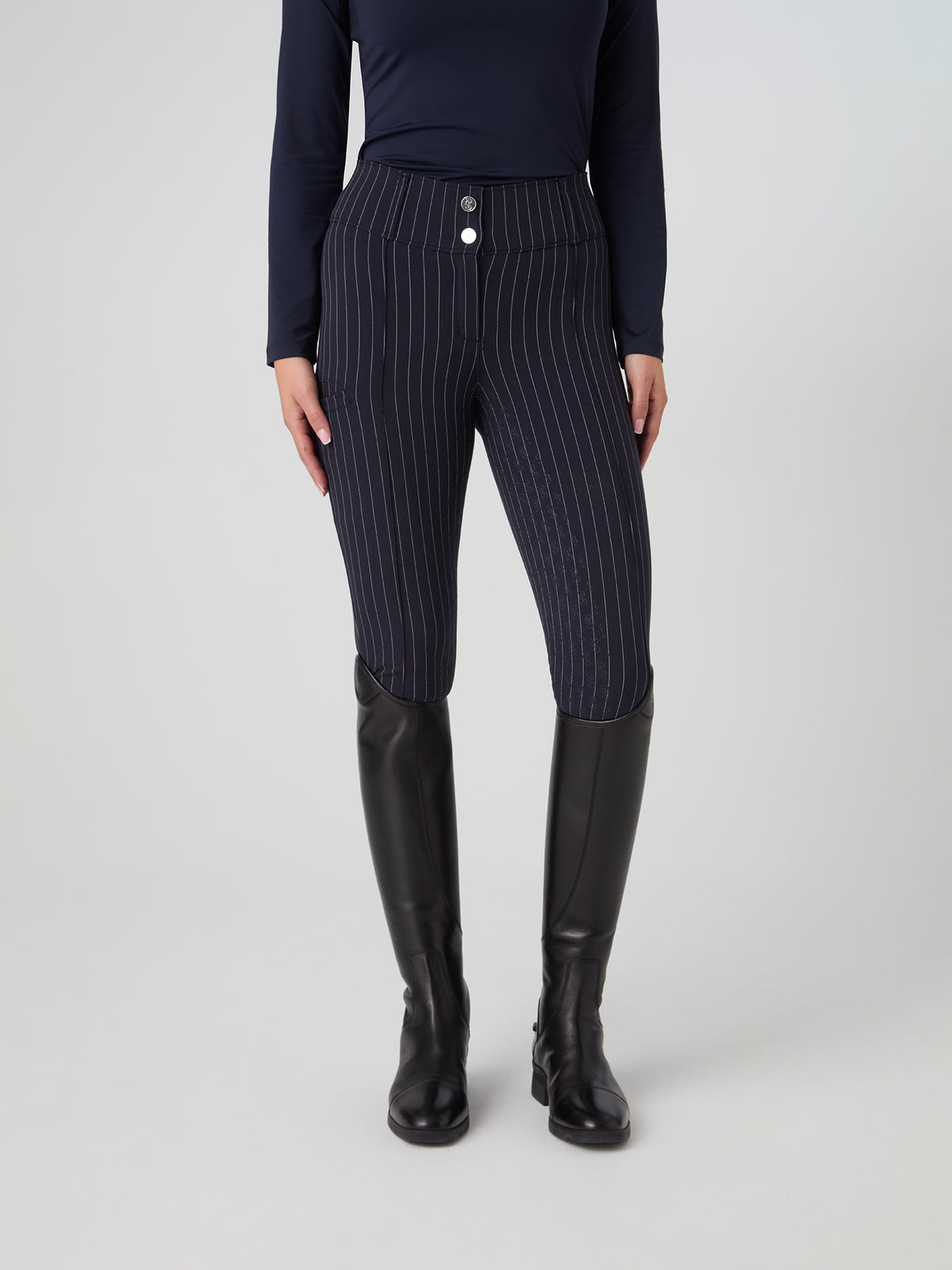 Penny Pinstripe Full Seat Breeches - Navy