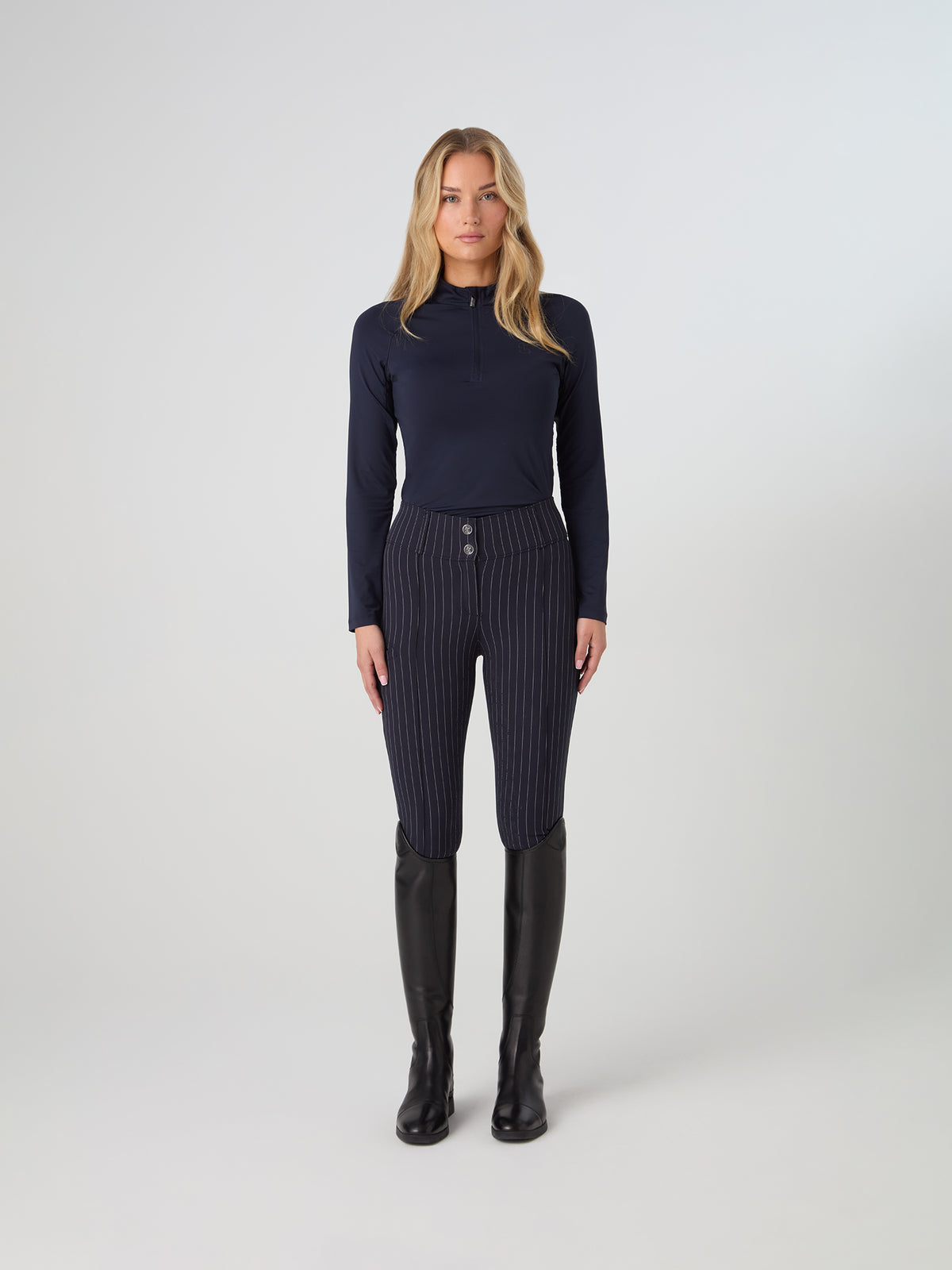 Penny Pinstripe Full Seat Breeches - Navy