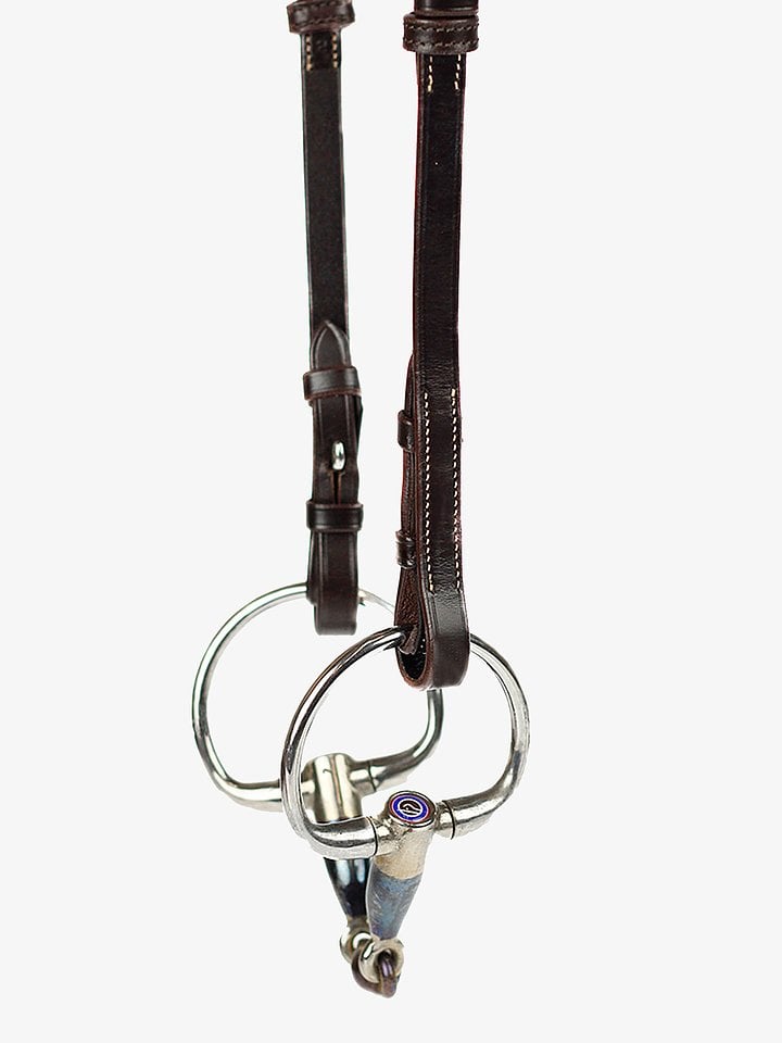 Cheekpiece Flat w/ French Hook + Selectable Cradles, White Stitching Brown Leather