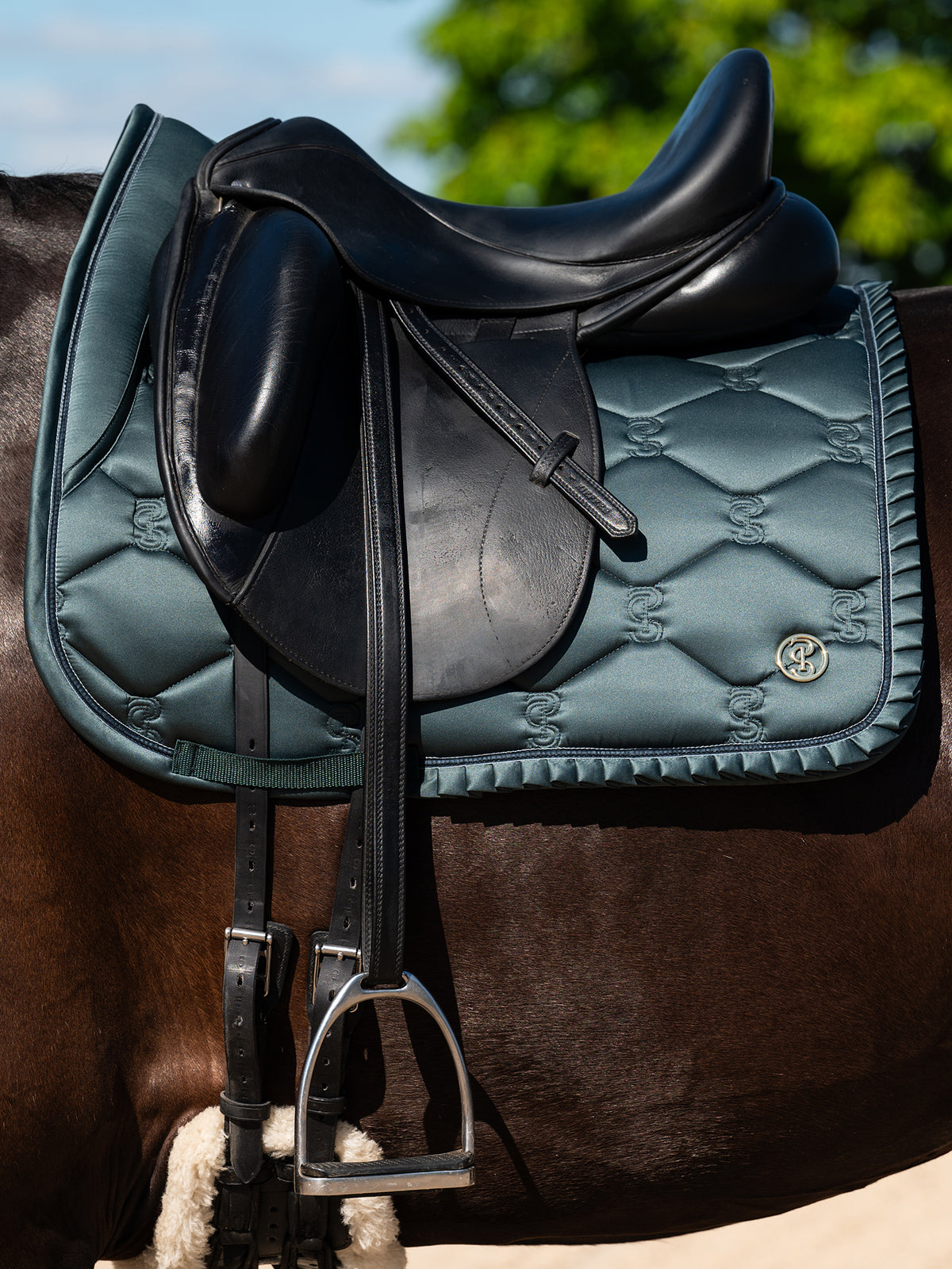 Saddle Pad Dressage Ruffle  - Midnight green