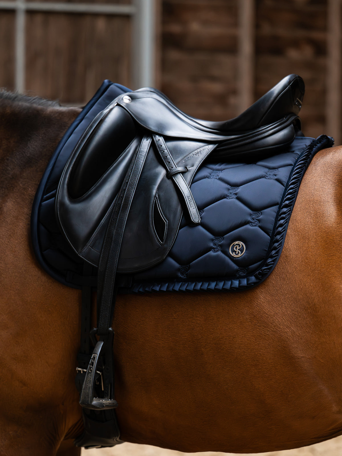 Saddle Pad Dressage Ruffle Navy