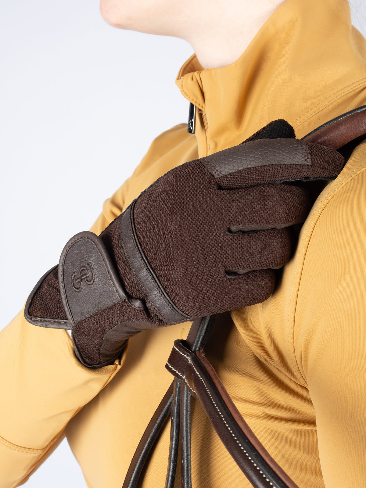 Mesh Riding Gloves - Coffee